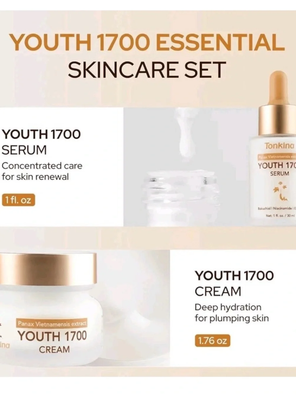 Youth 1700 Serum & Cream Set - White and Rose Gold